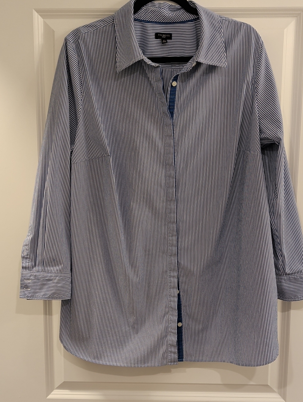 TALBOTS - Size 2 X- Blue and White Pinstripe Button-Down Shirt